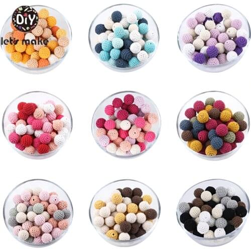 Lets Make 16mm 10pc Wooden Crochet Beads Chewable Beads DIY Wooden Teething Knitting Bead Jewelry Crib Sensory Toy Baby Teether