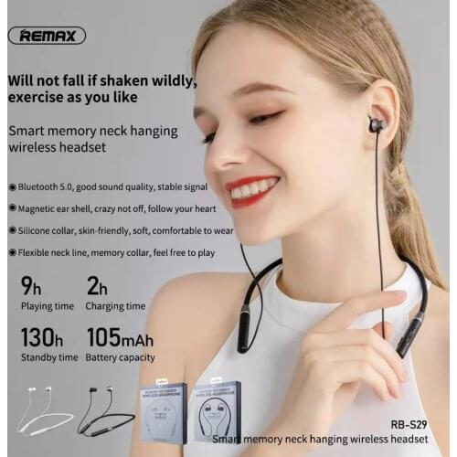 New product launch Remax RB-S29 neck-wearing magnetic wireless Bluetooth 5.0 headset with mic HiFi music sports headset