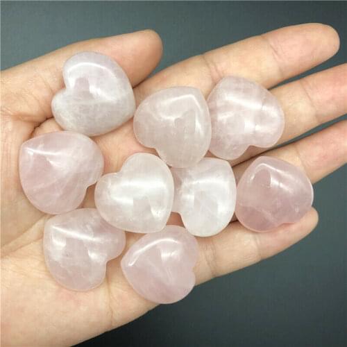 Cute Natural Pink Quartz Crystal Polished Heart Shaped Stones Healing Decor Gifts Natural Quartz Crystals