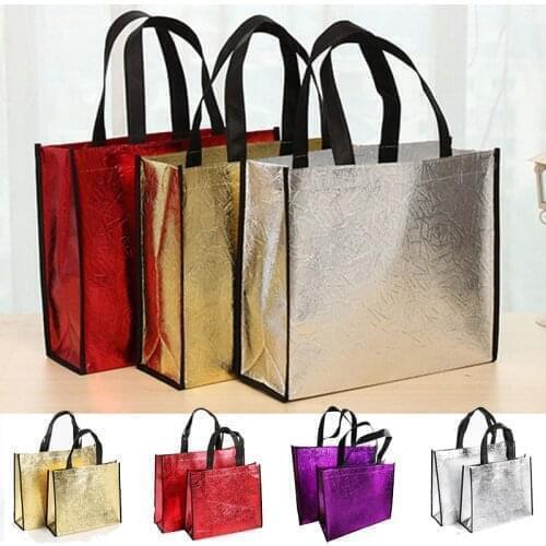 Reusable Women Shopping Bag Large Capacity Non-Woven Travel Storage Bags Glitter Female Handbag Grocery Fabric Tote Eco Bag