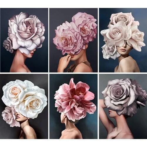 GATYZTORY Flower Girl DIY Painting By Numbers Coloring By Numbers HandPainted Kits Drawing Canvas Pictures Figure Home Decor