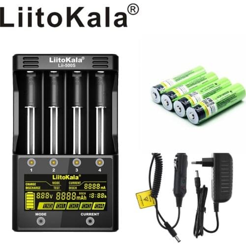NEW LiitoKala lii-500S 3.7V 18650 26650 charger+ 4pcs 3.7V 18650 3400mAh INR18650B Rechargeable Battery For Flashlight batteries