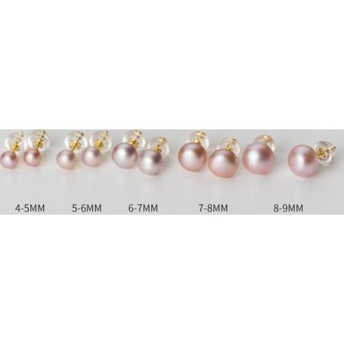 New Favorite Pearl Earrings 4-10mm White Pink Lavender Color Real Freshwater Pearl S925 Gold Color Silver Stud Earring Lady Gift