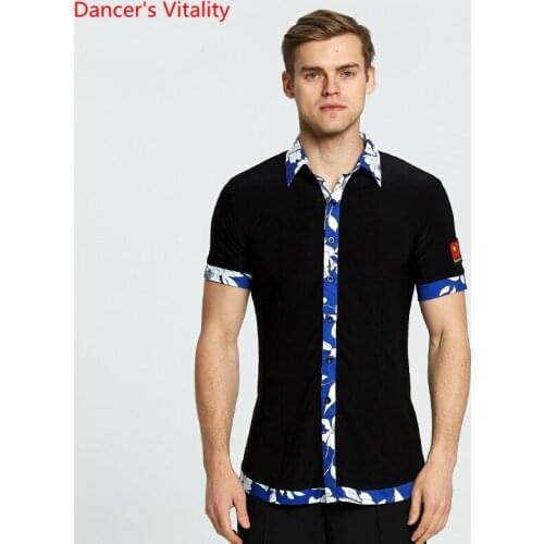New Style Short Sleeves Ballroom Dance Tops Waltze GB Latin Dance Tops Salsa Tango Samba Latin Mens Shirts Boys Dancewear