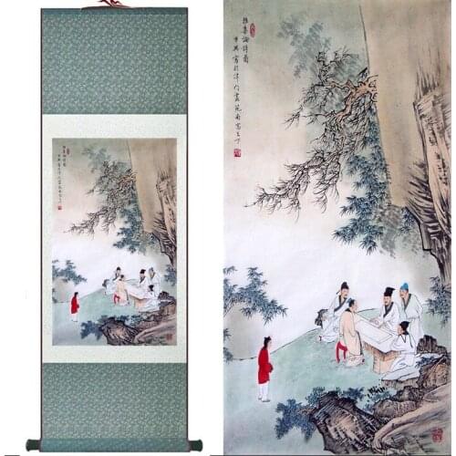 Landscape painting Home Office Decoration Chinese scroll painting Mountains and river painting Ink Wash painting