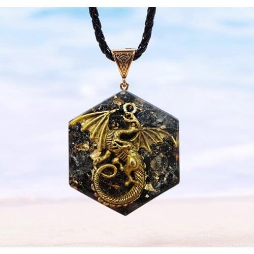 Dragon Orgone Pendant Obsidian Energy Balancing Feng Shui Jewellery Spiritual Gift & Empath Protection Necklace