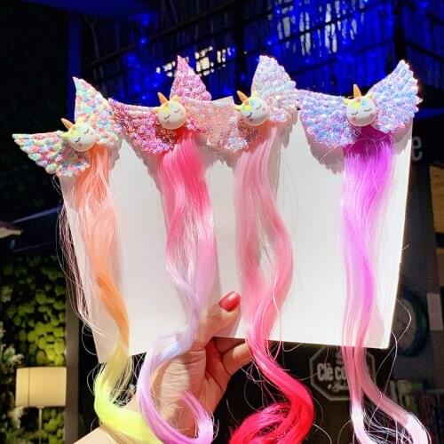 Girls Unicorn Cosplay Hairband Kids Dress UP Wigs Princess Hair Bands Girls Party Fancy Accessories Baby Girl Rainbow Braid