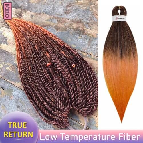 Pre Stretched Kanekalons Braiding Hair Easy Crochet Braid Hair Extension Yaki Straight Ombre For Woman Aigemei EZ Braids