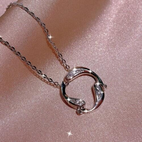 925 Silver Simple Circle Necklace All-match Womens Jewelry Long Super Fairy Temperament Female Pendant Pendant Necklace