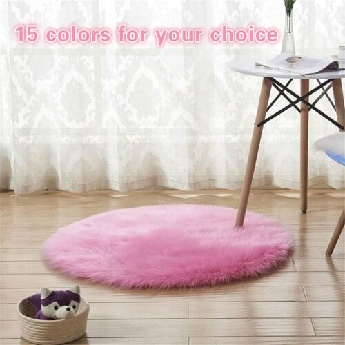 Grey Round Furry Rug Carpet Australian Artificial Wool Children Room Mat Home Decoration Carpet Cosiness In The Room