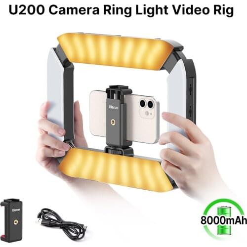 Ulanzi U200 Rechargable Smartphone Video Rig Vertical Shooting LED Ring Light LED Video Light DSLR Smartphone Handle Vlog Grip