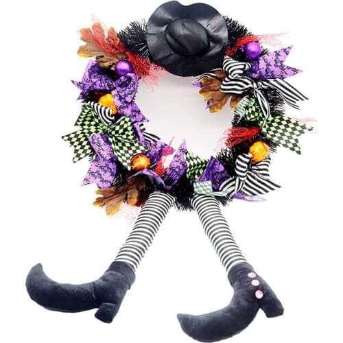 Halloween Wreath Door Hanging Decoration Halloween Witch Pumpkin Door Wreath Happy Halloween Party Home Party Supplies