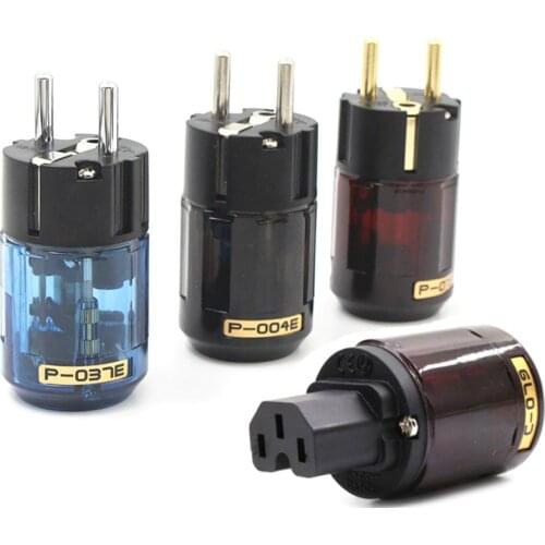 High-end HiFi Audio Power Plug 24K Gold-Plated EU Power Cord IEC Connector for DIY HIFI Speaker Cable Adapter