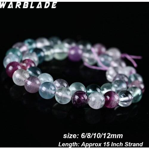 WarBLade Natural Rainbow Fluorite Stone Beads Sea Round Loose Stone Beads 4mm 6mm 8mm 10mm 12MM For DIY Bracelet Jewelry Making