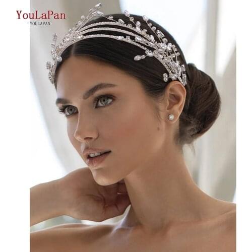 YouLaPan HP381 Crystal Rhinestone Tassel Leaf Hairband Women Bridal Wedding Tiara Hair Accessories Crown Hairwear Wedding Party