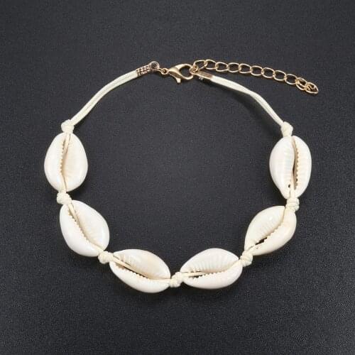 Boho Women Shells Anklets Bracelets Natural Cowrie Beads Crochet Rope Adjustable Hawaiian Beach Girl Foot Jewelry Gift Handmade