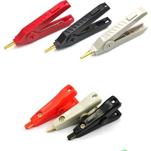 1PCS Alligator Clip 90mm (20A) / 52mm (10A) Kelvin Copper Gold Plate Clip LCR Test Clip Grey/Black/Red for Precision Instruments