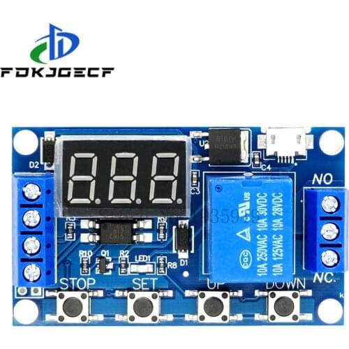 10pcs 1 Channel 5V Relay 6-30V Relay Module OFF/ON Switch Trigger Time Delay Circuit Timer Cycle 999 minutes Adjustable