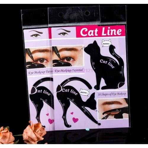 1000bags Beauty Eyebrow mold Stencils Women Cat Line Pro Eye Makeup Tool Eyeliner Stencils Template Shaper Mode hot