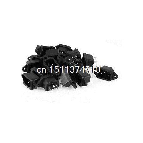 20 x Black Plastic Shell IEC 320 C14 3Pin Screw Mount Power Inlet Socket AC 250V