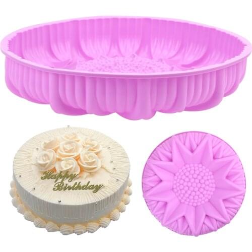 3D Fondant Cake Mould Round Sunflower Silicone Mold Non Stick DIY Handmade Bread Loaf Pizza Toast Tray Cake Decorating Tools