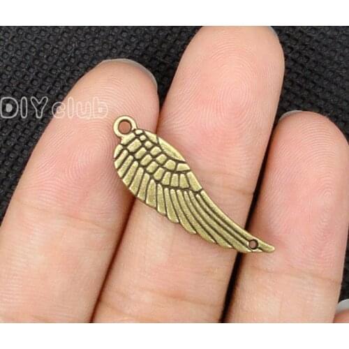 60pcs-Antique Bronze Tone Angel Wing Connector Charms,Jewelry Making 31x10mm