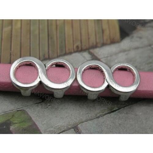 FREE SHIPPING 30pcs Anti-Silver 10.3x6.3mm Infinity Loop Round Spacer For Licorice Leather--PAT173