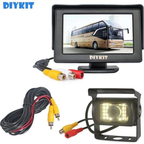 DIYKIT 4.3inch TFT LCD Car Monitor Waterproof CCD HD Rear View Backup LED Camera Parking Assistance System