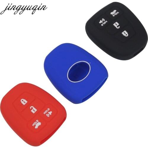 Jingyuqin 30pcs/lot Remote Silicone Key Cover Fit for 2015 Toyota Camry Rav4 COROLLA 4 Button Car Key Case fob Protector Holder