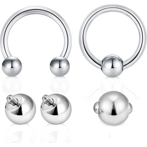 PA Rings Internally Threaded Circular Barbells Horseshoe Piercing & Spring Action Captive Bead Rings CBR with Replacement Balls