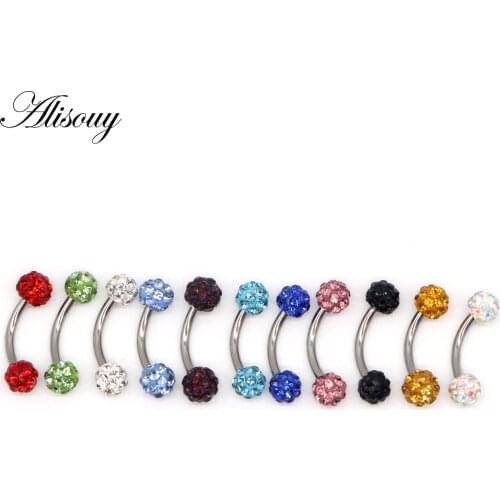 Alisouy 1Pc Disco Eyebrow Piercing Industrial Labret Bar Body Jewelry Stainless Steel Helix Piercing Ring Lip Curved Barbells