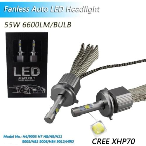 6000K 12V-24V H7 Auto Cree XHP70 Chip LED Headlight Kit Car Bulbs EMC Driver H7 9012 H4 H11 9005 9006 H1 xhp 70 Led Headlights