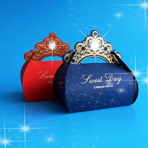 Red Wedding Favor Boxes 100 pcs Wedding Candy Box Rhinestone Paper Gift Box Christmas Chocolate Box Baby Shower Birthday Party
