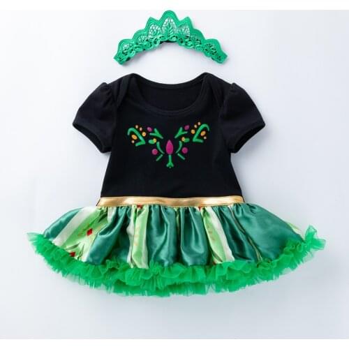 Summer Style Infant Dresses for 0-24 months Baby Girls Cartoon Anna Dress Newborn Baby Princess Party Wear Christening Clothing