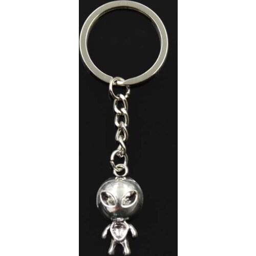 Fashion Alien Et 31x15mm Pendant 30mm Key Ring Metal Chain Silver Color Men Car Gift Souvenirs Keychain Dropshipping
