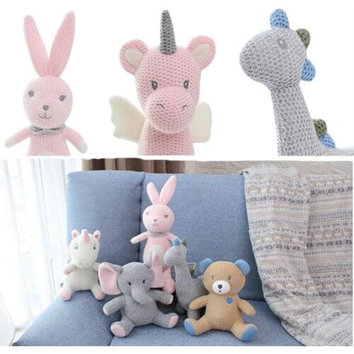 Unicorn Stuffed Plush Toys Baby Soothing Plush toy Dolls Baby Elephant Unicorn Rabbit Dinosaur Rattle Baby Company Doll Rag Toy