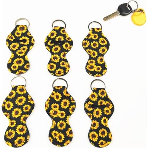 New 6pcs Lip Chapstick Holders Keychains Neoprene Lipstick Protective Cases Cover Portable Balm Holders