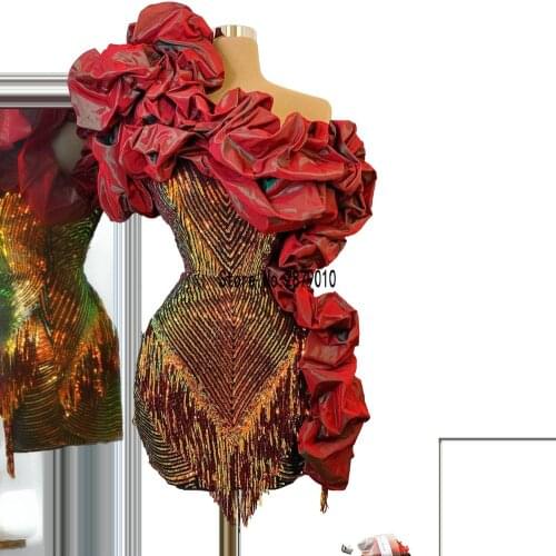 One Shoudler Short Prom Dressess 2021 New Ruffles Sequin Sheath Prom Gowns Party Pageant Dress