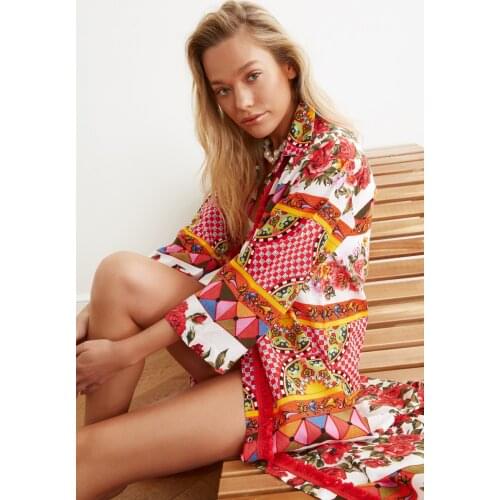 Trendyol Floral Mosaic Pattern Voile Beach Dress TBESS21GO0467