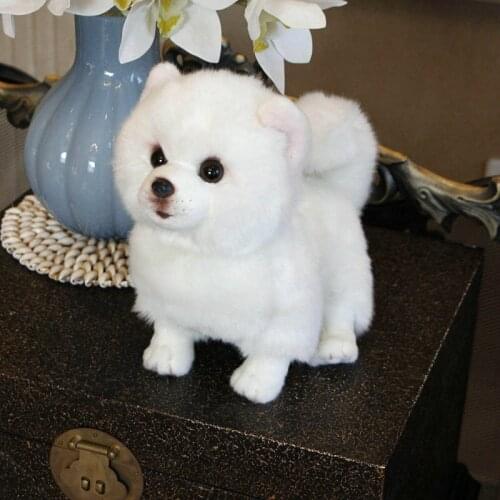 Plush Pomeranian dog doll Simulation dog stuffed animal toys super Realistic dog toy for pet lovers luxury home decor snow white