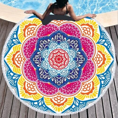 Microfiber Digital Printing Round Mandala Pattern Series Seaside Beach Swimming Pool Towel Beach Bath Towel