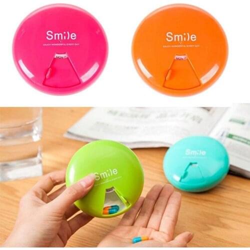 Joylife Portable Smile Letter Print Rotatable Pill Box Medicine Storage Case Container Pill Case Tablet Dispenser new