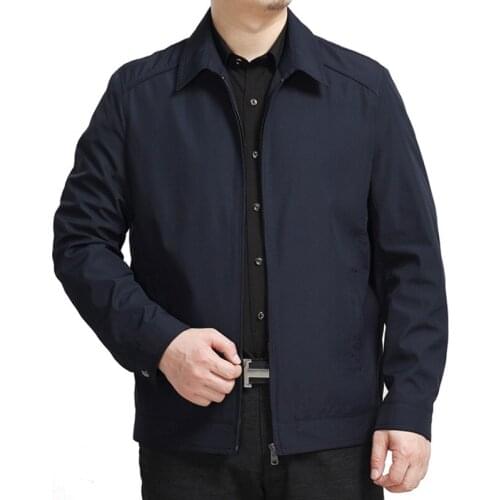 Casual Winter Bomber Jacket Mens 2018 Warm Long Sleeve Solid Color Slim Jacket Men Plus Size Windbreaker Zipper Navy Coat
