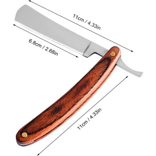 Professional Razor Manual Razor for Beard Grooming Folding Razor with Straight Edge Blade Wood Handle Barber Shaving Tool