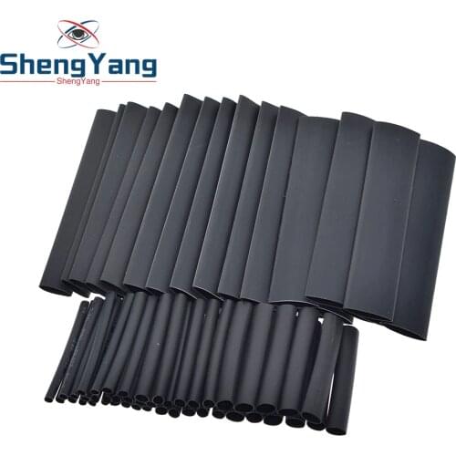 ShengYang 127pcs/set Assorted Heat Shrink Tube Black Wire Wrap Electrical Insulation Cable Sleeving 2-13mm