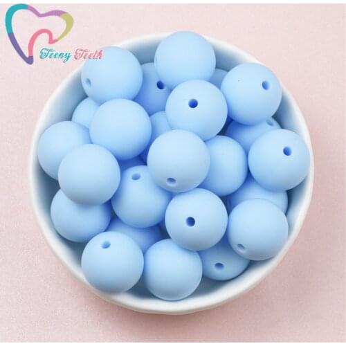 10 PCS Light Blue 9-15 MM Silicone Round Ball Beads Baby Teething Teether BPA Free DIY Nursing Jewelry Pendant Ball Perles Beads