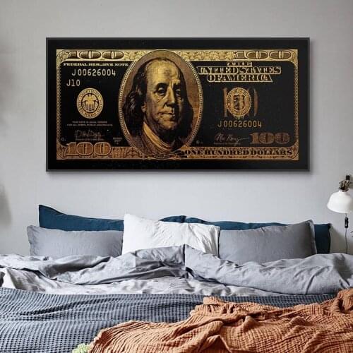 Modern Art One Hundred Dollar Bills Canvas Paintings Abstract Graffiti Money Poster Picture for Living Room Wall Decor Paintings