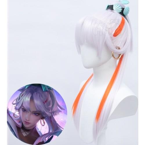 HSIU Brand Game King of Glory Game skin Shangguan Wan'er silver single ponytail hair Fiber synthetic wig