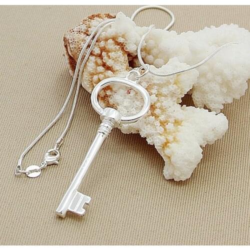 High Quality Classic Round Key Pendant Necklace Silver 925 Jewelry Women Men Necklace Fashion Gifts