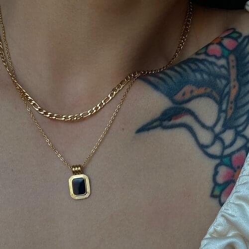 2021 Dazan Summer New Gold Plated Costume Zodiac Stainless Steel Anti-allergic Minimalist Double Layers Necklace For Women